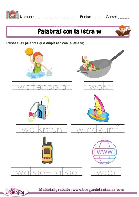 palabras con la letra w grafomotricidad - Juegos infantiles