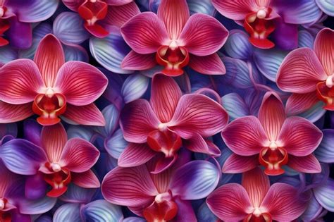 Premium AI Image | Purple and red orchids are arranged in a pattern ...