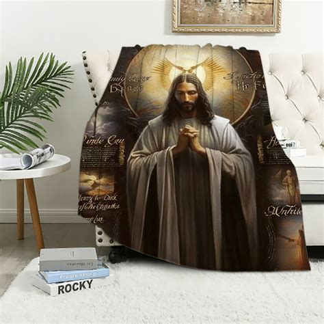 JEUXUS Jesus Christ Blanket Christian Religious Faith Blanket Healing Bible Verse Inspirational ...