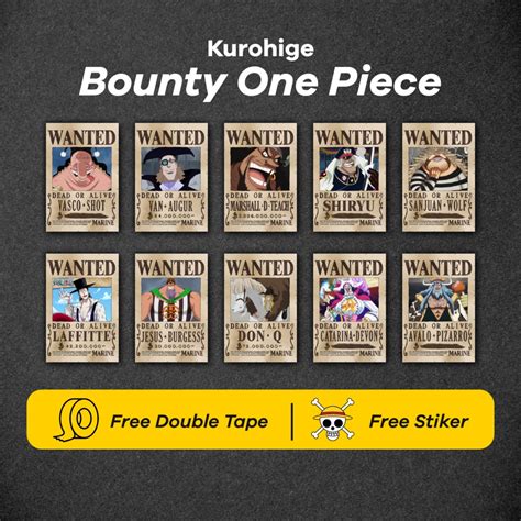 Jual Poster Bounty One Piece Wanted Kurohige Crew 1 SET ISI 10 LEMBAR Poster Dinding Kamar ...