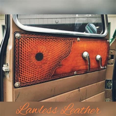 Truck interior door panels in tooled leather | Truck interior, Custom car interior, Classic ...