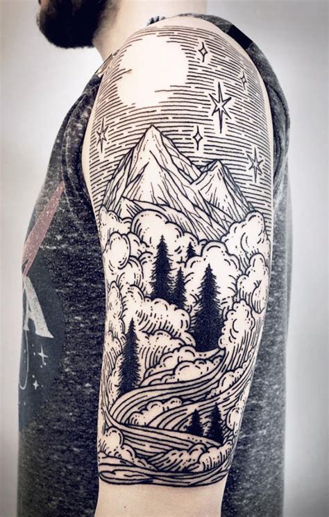 Linework landscape tattoos Lisa Orth Pretty Tattoos, Unique Tattoos ...