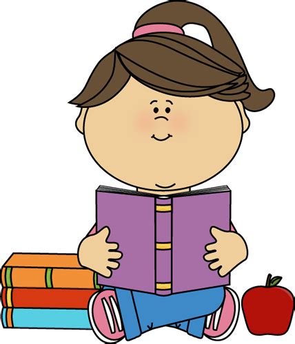 Cute Kids Reading Clip Art