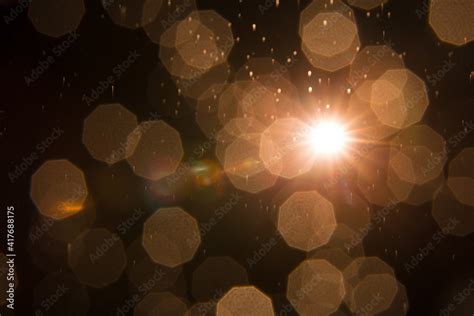 Lens Flare ,Sun Flare on black background object design. Bokeh Background or Overlay. Stock ...