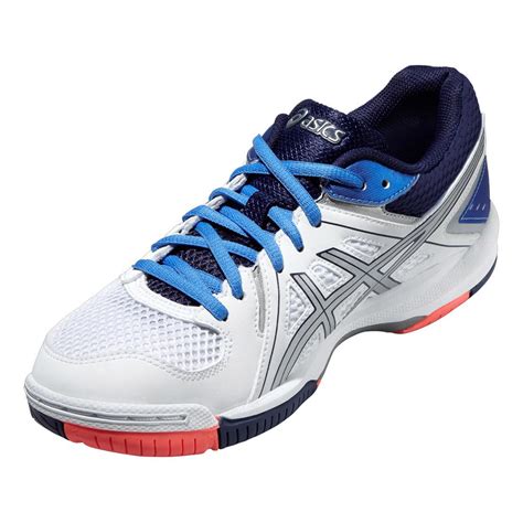 Asics Womens GEL-Task Indoor Court Shoes - White/Blue - Tennisnuts.com