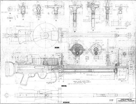 Lewis machine gun Blueprint - Download free blueprint for 3D modeling