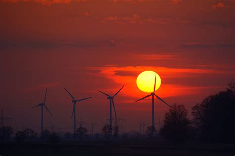 Wind Turbines Evening Sunlight Energy Sunset, HD Nature, 4k Wallpapers ...