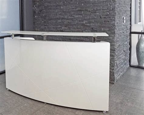 Modern High Gloss White Curved Reception Desk