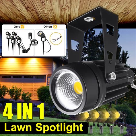 Warm White 4 In 1 LED Landscape Lights Waterproof Outdoor Spotlights with AC85-265V Plug ...