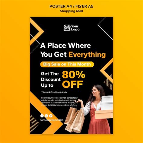 Free PSD | Geometric shopping mall poster template