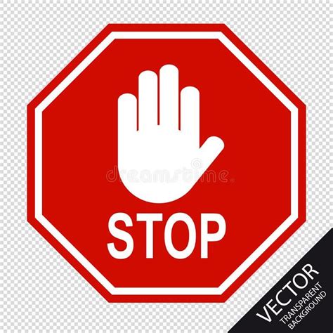 Red Stop Sign And Hand Signal - Vector Illustration - Isolated On ...