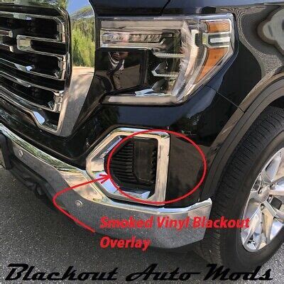 2019 2020 2021 GMC Sierra Front Bumper Fog Light Blackout Smoked Vinyl Overlay | eBay