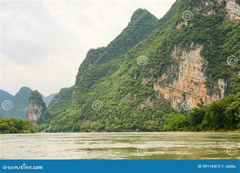 Beautiful Karst Mountains Li River Stock Photo - Image of asia, nature ...