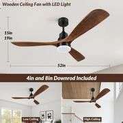 Ceiling Fan with Lights Remote Control, 52 inch Outdoor Ceiling Fan ...