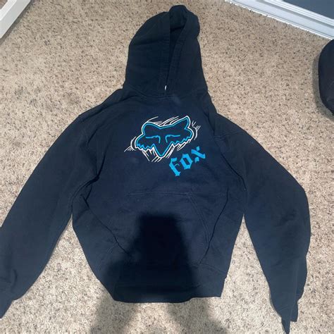 Fox Racing Black and Blue Hoodie | Depop