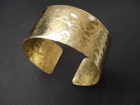 Wide Hammered Cuff Bronze Bracelet Contemporary Adjustable Band ...