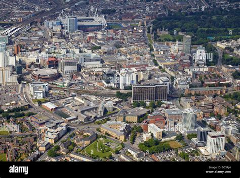 Aerial view of Cardiff City Centre, South Wales, UK Stock Photo ...