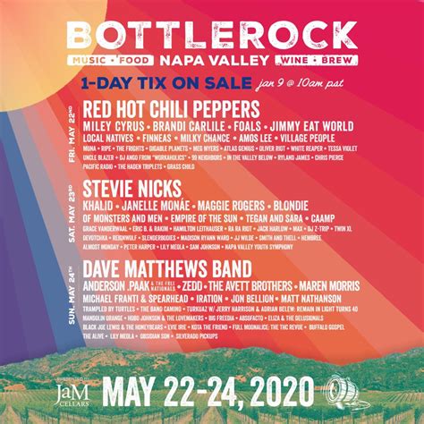 BottleRock Napa Valley Announces Daily LineUp - Sip on this Juice