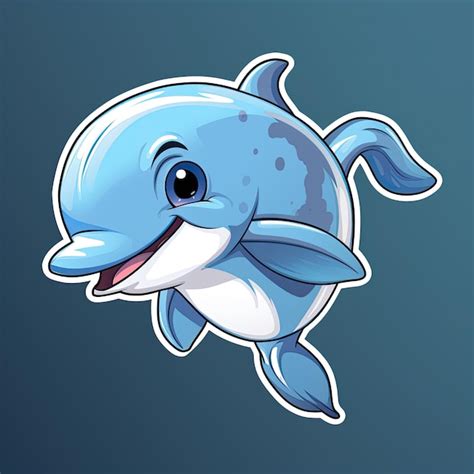 Premium AI Image | Cute cartoon dolphin sticker isolated on a grey background Vector illustration