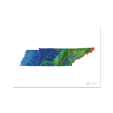 Tennessee - Elevation map, white - Fine Art Print | Fine art prints ...