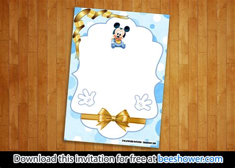 FREE Printable Mickey Mouse Baby Shower Invitations Templates | | FREE ...