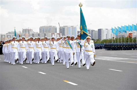 Kazakh Naval Officers Marching Down Astana's Independence Square in the 2011 Kazakhstan ...