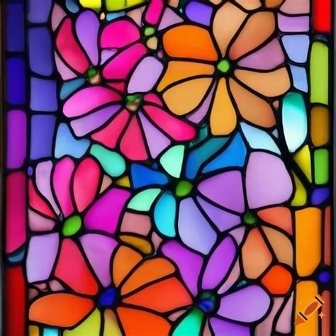 Colorful stained glass flowers on Craiyon