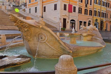 Square Piazza Di Spagna, Fountain Fontana Della Barcaccia In Rome Stock Image - Image of ...