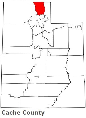 Cache County on the map of Utah 2024. Cities, roads, borders and ...