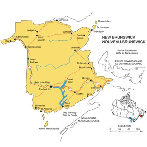 New Brunswick, Canada Province PowerPoint Map, Highways, Waterways, Cities - Clip Art Maps ...