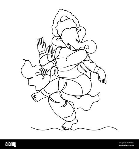 One continuous single drawn line art doodle spirituality happy ganesh ...