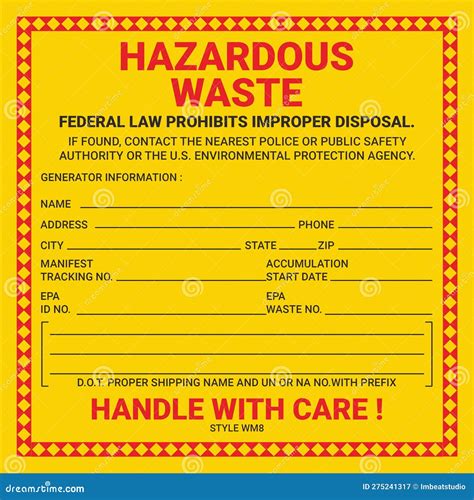 Container Hazardous Standard Label Marking Non RCRA Regulated Waste Blue Royalty-Free Stock ...