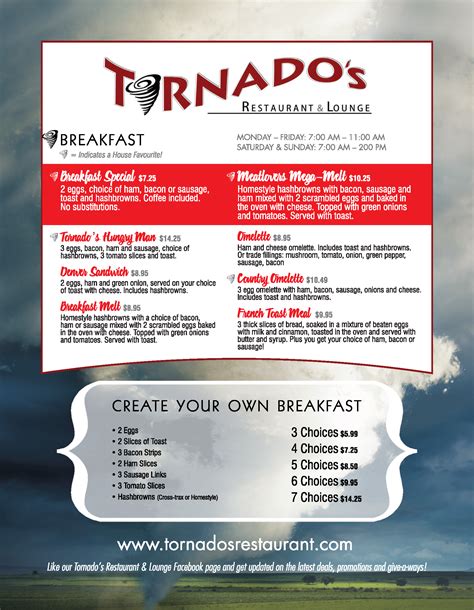 Tornado's Online - Restaurant Menu