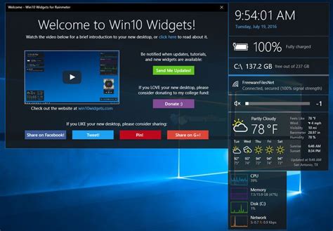 NEW 9/28/2017 - Win10 Widgets 1.0.0 Program launches your desktop into the future with a ...