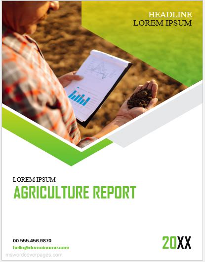 Agriculture report cover page template | MS Word Cover Page Templates