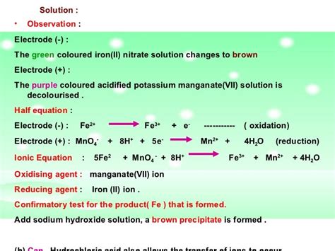 Acidified Potassium Manganate Vii - What colour do you observe when Potassium manganate (VII ...