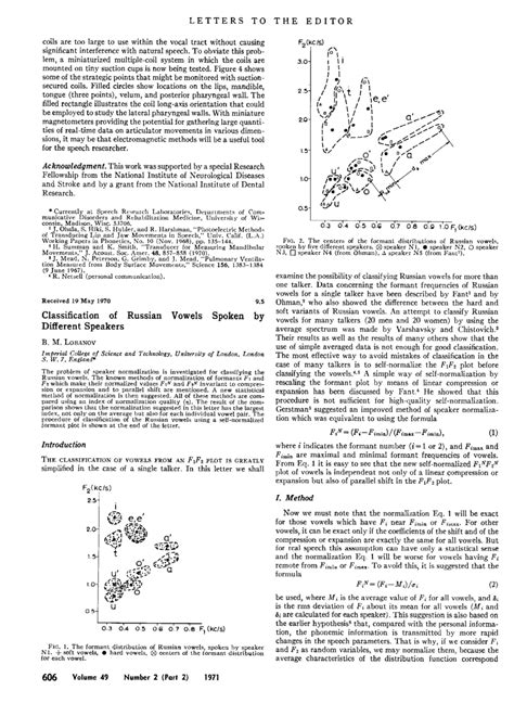 (PDF) Classification of Russian Vowels Spoken by Different Speakers