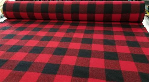 Wool Fabric, Red Buffalo Plaid, Coat-weight, By The Yard | Wool fabric ...