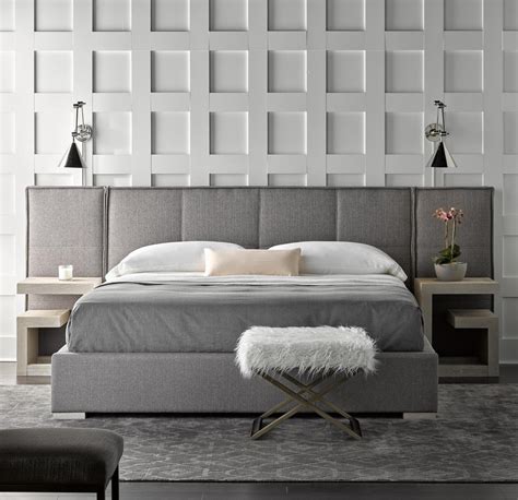 Connery Modern Gray Fabric Upholstered Extended Headboard Queen ...