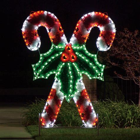 Commercial 8' Crossed Candy Canes, C7 LED Lighting — HolidayLights.com