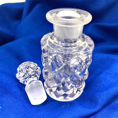 PERFUME BOTTLE CLEAR Glass Round Czech ? Art Deco Vintage with Stopper Excel 17 $23.78 - PicClick