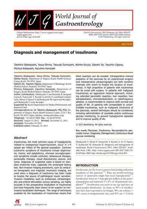 (PDF) Diagnosis and management of insulinoma