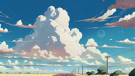 Fondo De Estilo Hayao Miyazaki Con Cielo Azul Y Nubes Blancas, Cielo Azul, Baiyun, Miyazaki ...