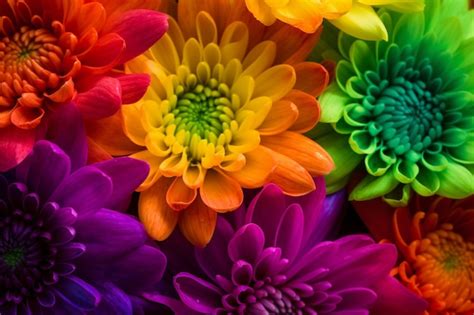 Premium AI Image | A rainbow of flowers that is from the company of ...