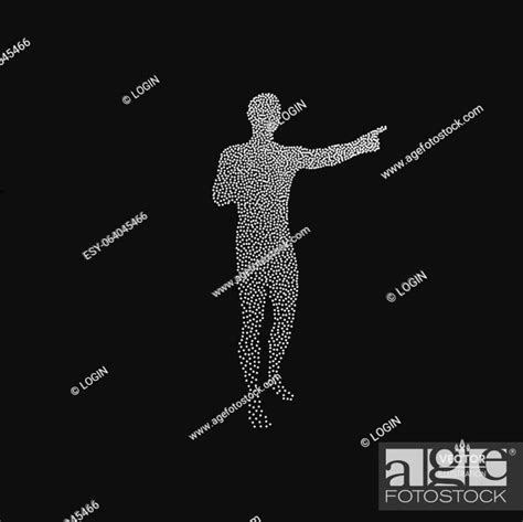 Man pointing his finger. Dotted silhouette of person. Vector illustration, Stock Vector, Vector ...