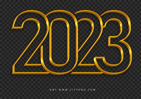 2023 Gold Art Line Text Logo Numbers HD PNG | Citypng