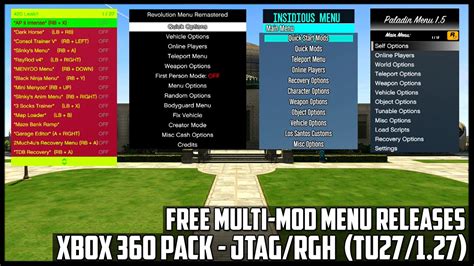 [XBOX 360] GTA 5 MODS - FREE MULTI-MOD MENU RELEASES - 6 HUGE MOD MENUS [1.27/TU27](GTA V MODS ...