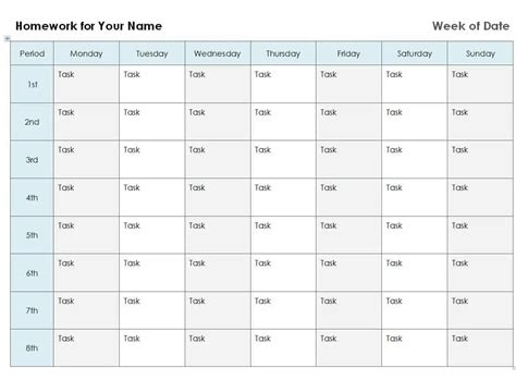 7 FREE Homework Calendar Templates [Excel, Word] - Excel Templates