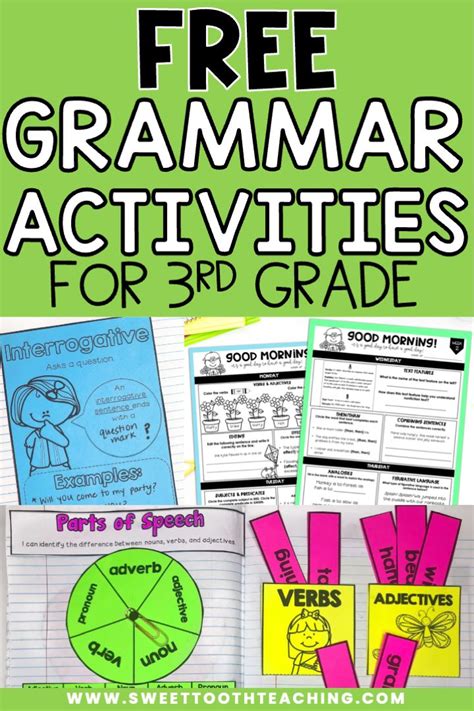 Free Grammar Activities for 3rd Grade - Sweet Tooth Teaching | Grammar activities, Third grade ...