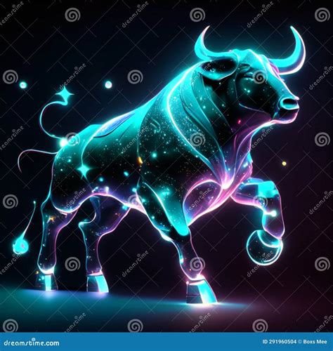 Vector Illustration of a Glowing Bull in the Form of a Zodiac Sign ...